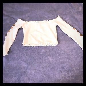 Button stud rubbed crop top